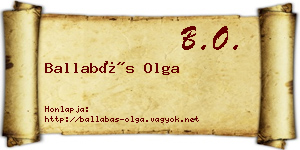 Ballabás Olga névjegykártya