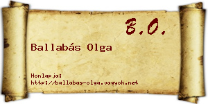 Ballabás Olga névjegykártya